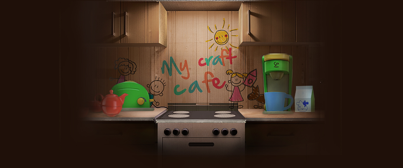 Mini cardboard kitchen workshop scene